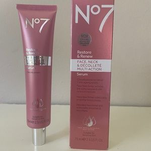No 7 RESTORE & RENEW FACE, NECK & DECOLLETE MULTI ACTION SERUM